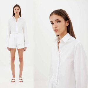 Aexae Cotton Wide Sleeve Shirt XS NWT Button Up Relaxed Chic